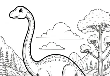 Brachiosaurus in Naturkulisse (Malvorlage)