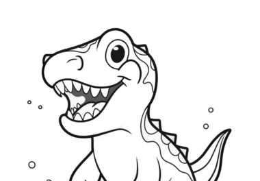 Bild zum Ausmalen & Ausdrucken: T-rex im Wasser