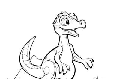 Malvorlage: Velociraptor im Urzeitlandschaft