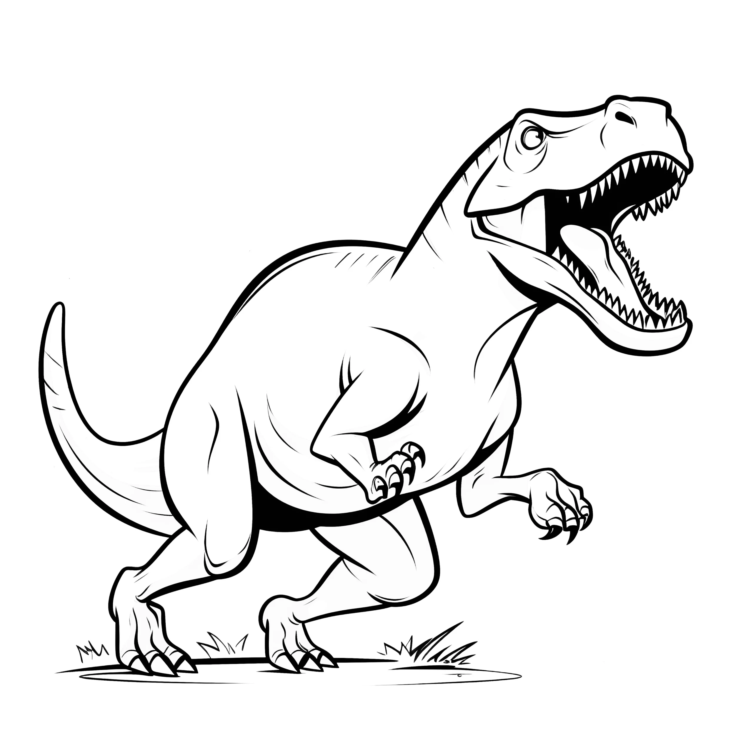 Kostenloses Ausmalbild: T-rex mit Naturhintergrund