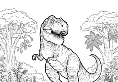 Tyrannosaurus Rex im Urwald ausmalen